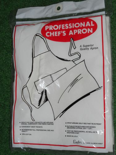 EXCELLO PROFESSIONAL CHEF&#039;S WHITE APRON NEW IN PACKAGE