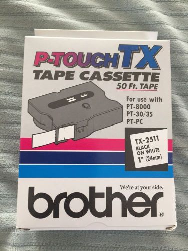 Genuine Brother - TX-2511 - P-Touch 50 Foot Length Tape Cassette 1&#034; (24mm) Bk/Wt