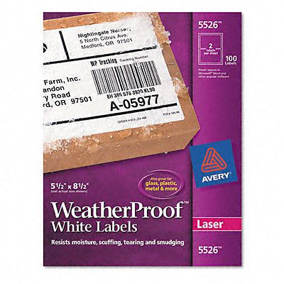 Avery Dennison Ave-5526 Weather Proof Mailing Label - 5.5&#034; Width X 8.5&#034;