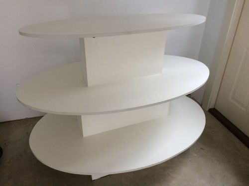 Display Table 3 Tier Oval Shaped White
