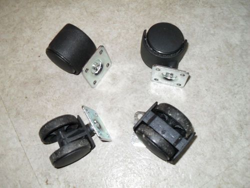 Lot of 4 Bolt/Screw-on Wheel Swivel Casters -  1 1/2&#034; diameter dual wheels