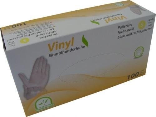 Box of 100 medi-inn vinyl powder free disposable examination gloves transparent for sale