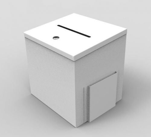 10918White Box, Metal White Donation Suggestion Charity Fundraising 9&#034;x9&#034;x9&#034;1091