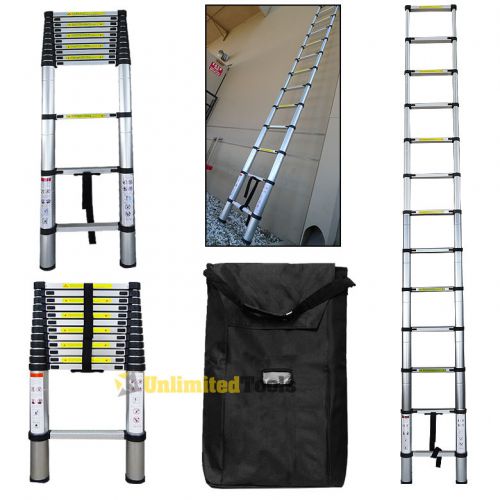 300LBS 12.5FT Telescoping Aluminum Extension Ladder EN131 +FREE HD Carrying Bag