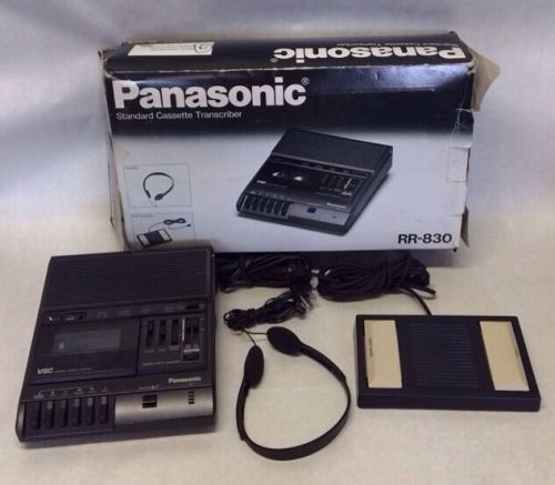 Panasonic RR-830 Cassette Tape Transcriber Dictaphone VSC w/ Foot Pedal,Head-set