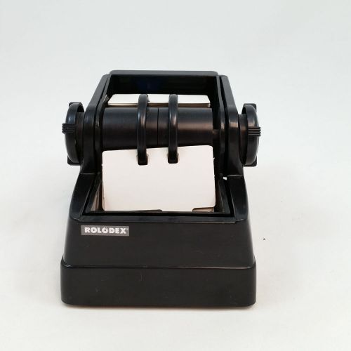 Vintage Rolodex Mini Covered Rotary Index Card File Black Cards 1 1/2&#034; x 2 3/4&#034;