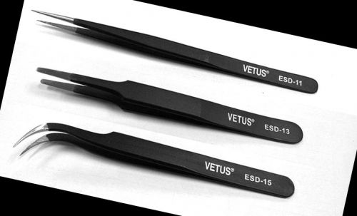 3pcs tweezers tool metal non-magnetic steel plier for repair jewelry ics smd smt for sale