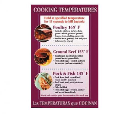 Poster, 11&#034; w x 17&#034; h, &#034;cooking temperatures&#034;, laminated for sale