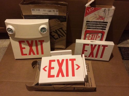 (3) Lighted Exit Signs / Emergency Exit Light, All 3 For One Low Price,SHIP FAST