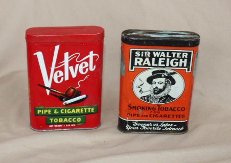 2 Vintage Tobacco Metal Tins Sir Walter Raleigh &amp; Velvet
