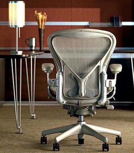 NEW Herman Miller Aeron Chair ZincTitanium PostureFit Size B Hard Floor Casters