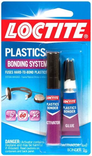 New! *LOCTITE* Plastics 2pc Bonding System Super Glue Metal Leather Ceramic Wood