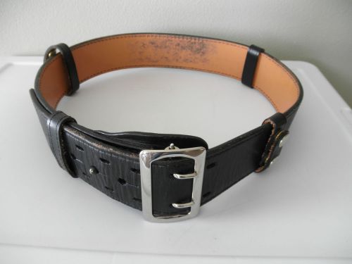 Gould &amp; Goodrich 34 black leather Duty Belt 2 1/4&#034; wide brass buckle accessories