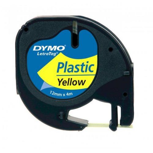 6x dymo letra tag yellow plastic letratag &amp; lt-100 label tapes free shipping! for sale