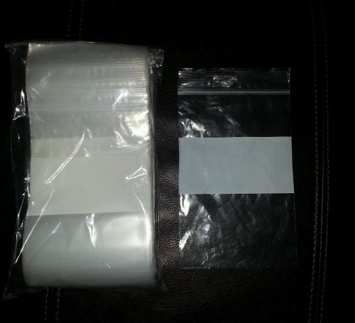 100 WHITE BLOCK CLEAR PLASTIC ZIP LOCK 4 x 6 RECLOSABLE BAGS 2 Mil FREE SHIPPING