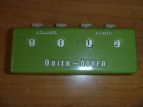 Vintage 4 Digit Hand Held Quick Adder Good Condition 70s - Rare Green Color