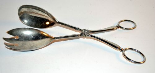 VINTAGE E.P. SILVER PLATED ZINC SALAD SERVING PASTRY TONGS MADE IN ITALY