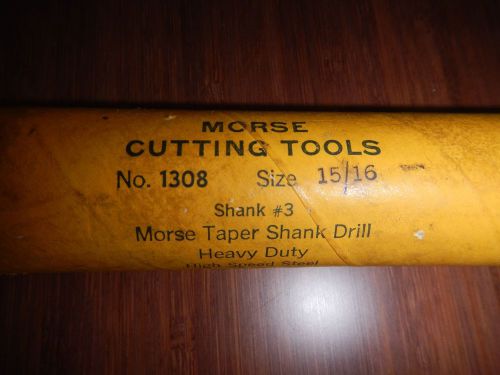 Morse 15/16&#034; #3 Taper Shank 10 3/4&#034; Long Drill Bit  HS high speed steel .9375