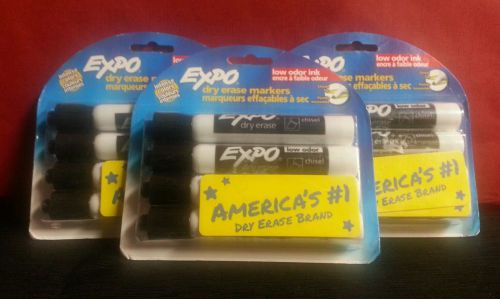 4 Black EXPO® Low Odor Chisel Tip Dry Erase Markers NIP