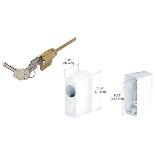 CRL White Key Cylinder Housing Kit with 1-3/4&#034; Screw Holes Patio Door Sliding