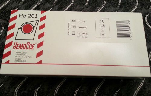 New, Sealed Box- 200 Microcuvettes. Hemocue Hb 201(4 Vials x 50 per Vial = 200)