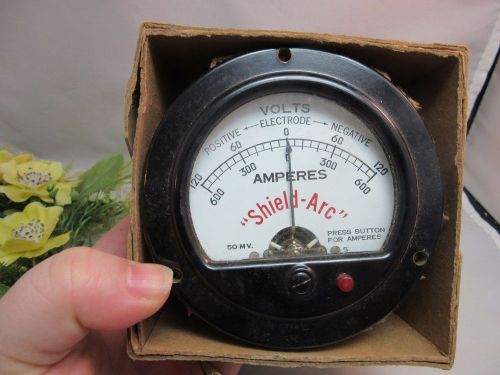 Vtg NOS Amperes Amp meter.New in box with screws.Shield-Arc.Voltmeter