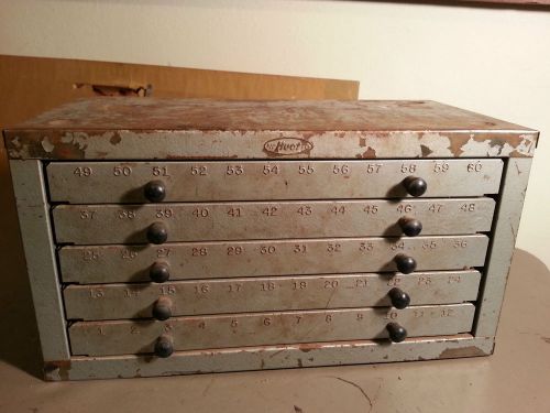 HUOT NUMBER DRILL INDEX  BENCH TOP STEEL CASE &amp; lots of bits