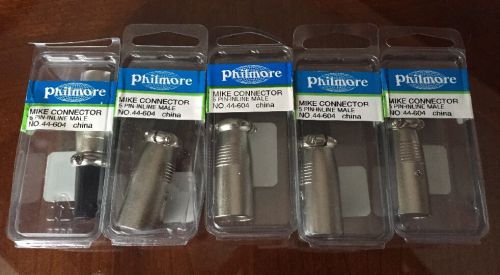 Lot Of 5 Philmore Mike Connector 5 Pin-Inline Male No 44-604