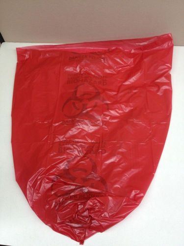 BOX of 500 24x32&#034; Red 12-16 Gallon Biohazard Bags Can Liner 1.3mil PA4832PR