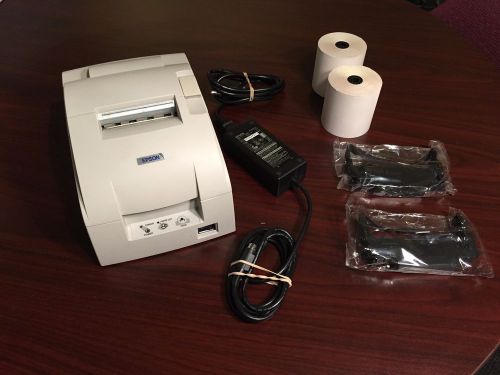 Epson TM-U220PD M188D White POS Receipt Printer w/ Power Adaptar and Extras