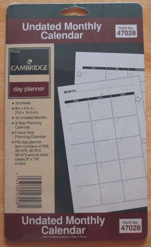 Mead Cambridge Day Planner Refill #47028 - Undated Weekly Calendar Refills