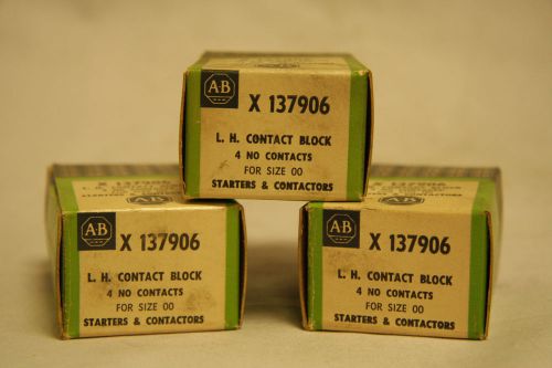 Allen bradley x137906 lh contact block for size 00 lot of 3 new in box x-137906 for sale