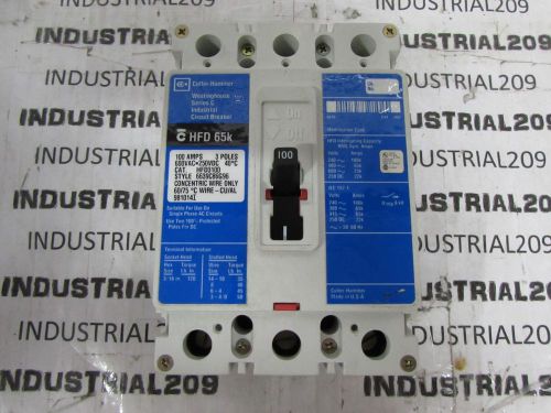 CUTLER HAMMER INDUSTRIAL CIRCUIT BREAKER HFD3100 , 100 AMP 3 POLE NEW