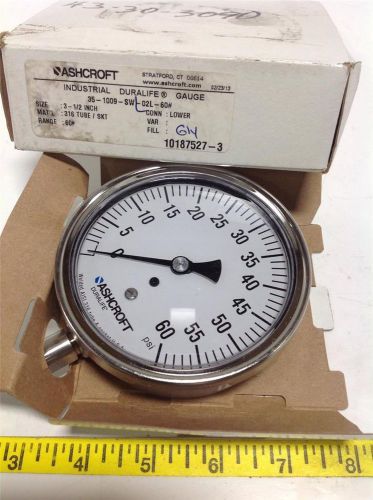 Ashcroft 0-60psi industrial duralife gauge 35-1009-sw-02l for sale