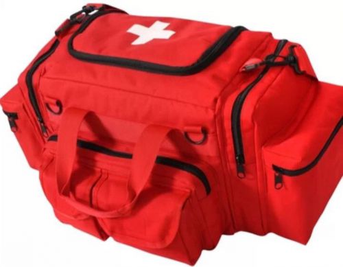 Red medical tactical shoulder bag with white cross on top of bag for sale