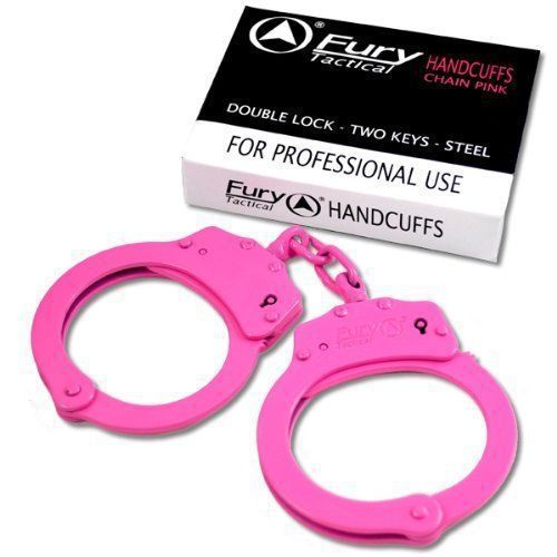 Fury Tactical Tactical Chain Double Lock Handcuffs (Pink) , New, Free Shipping