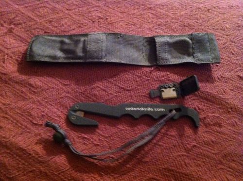 Ontario Knife Safety Rescue w/Holster Military Seatbelt V Strap Cutter &amp; More