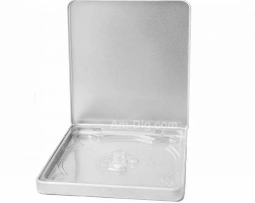 Am-Dig Tin CD/DVD Case Square with Hinge no Window Clear Tray 25 Pack - JCT10020