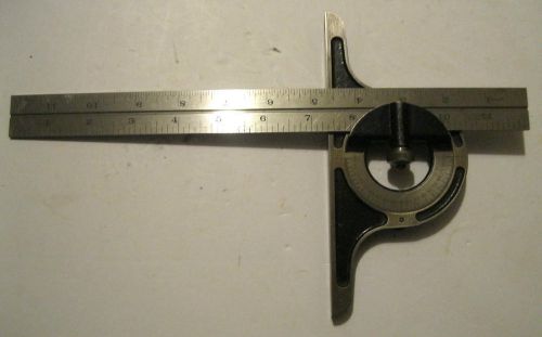 Antique LUFKIN 12&#034; No 4 GRAD. COMBINATION SQUARE w PROTRACTOR HEAD Vtg Machinist