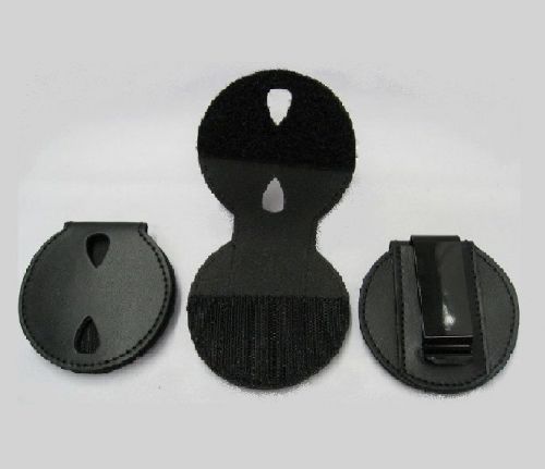 Round shape black leather police badge holder with belt clip for sale