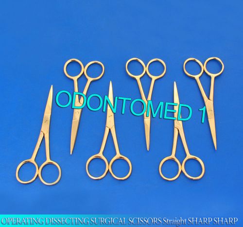 6 Pcs- OPERATING DISSECTING SURGICAL SCISSORS 4.5&#034; Straight SHARP SHARP BLADES