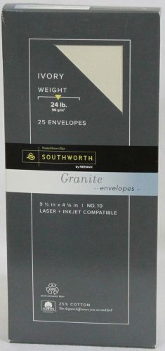 Southworth Granite Envelopes # 24 lb Ivory box of 25  NO. 10  25% Cotton