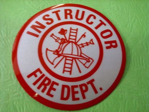 INSTRUCTOR FIRE DEPT  3&#034; CIRCLE  WHITE &amp; RED REFLECTIVE DECAL STICKER