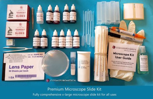 Microscope Slide Kit - Premium Kit (Slides, Coverslips, Stains, Mountant etc.)