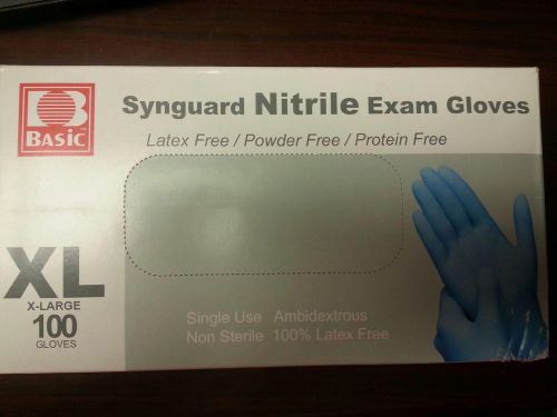 Synguard Nitrile Exam gloves Size XL  Case of 1000 (10 Boxes of 100)