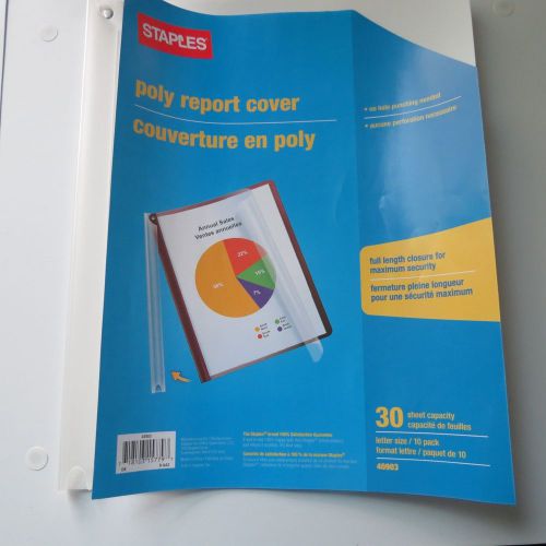 lot of 30 staples poly report covers white letter size 30 sheet capacity