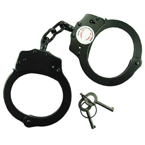 Official Black Steel Real Police Handcuffs DOUBLE LOCK Hand Cuffs