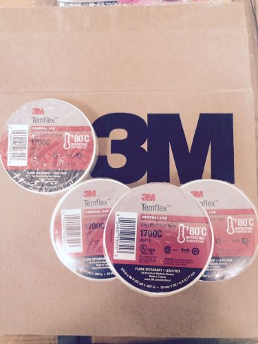 3M Temflex 1700C Electrical Tape (4 Rolls) White 3/4 inch wide x 66 ft