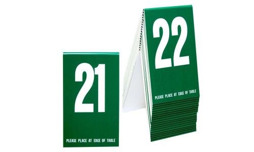 Plastic Table Numbers 21-40- Green w/ white number, Tent style, Free shipping