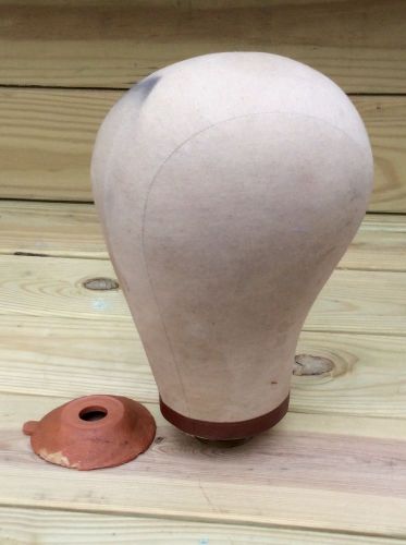 Vtg millinary canvas mannequin head hat form wig stand display form maker store for sale